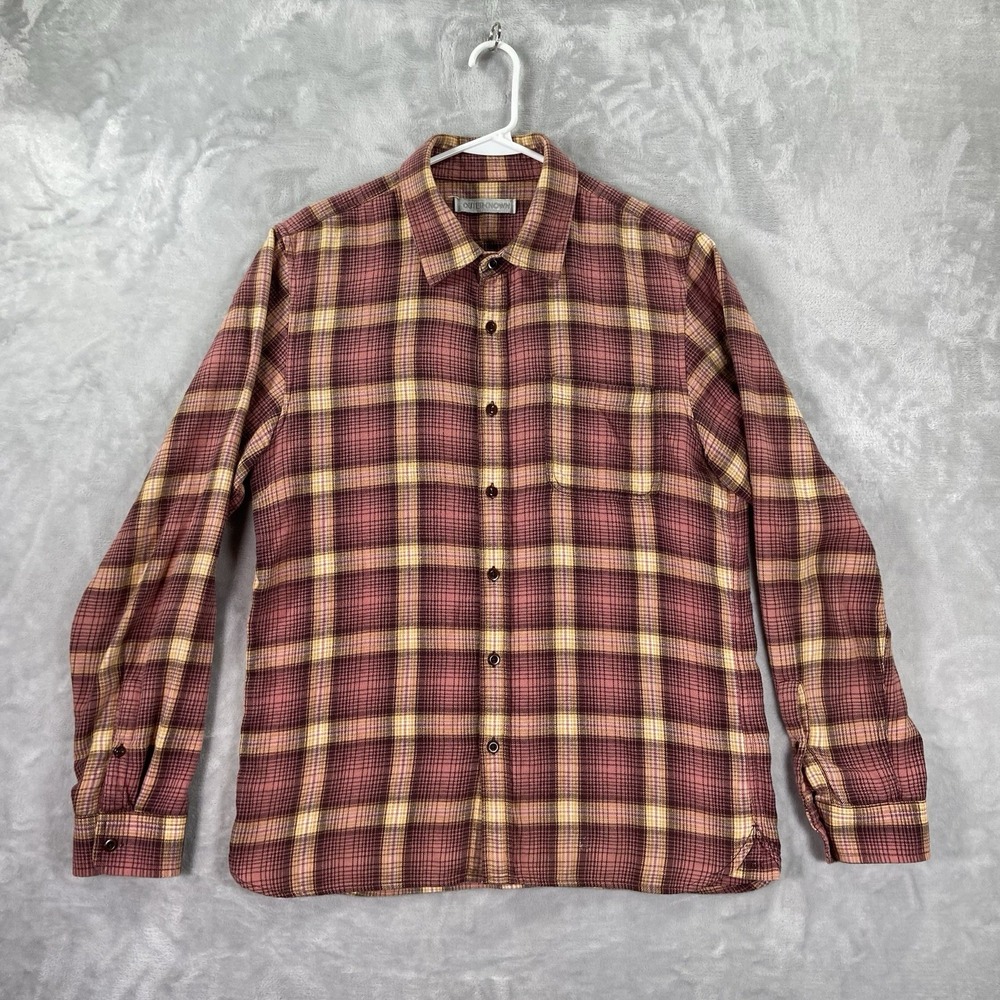 Outerknown Shirt Mens Medium Flannel Button Up Lightweight Plaid Organic Cotton